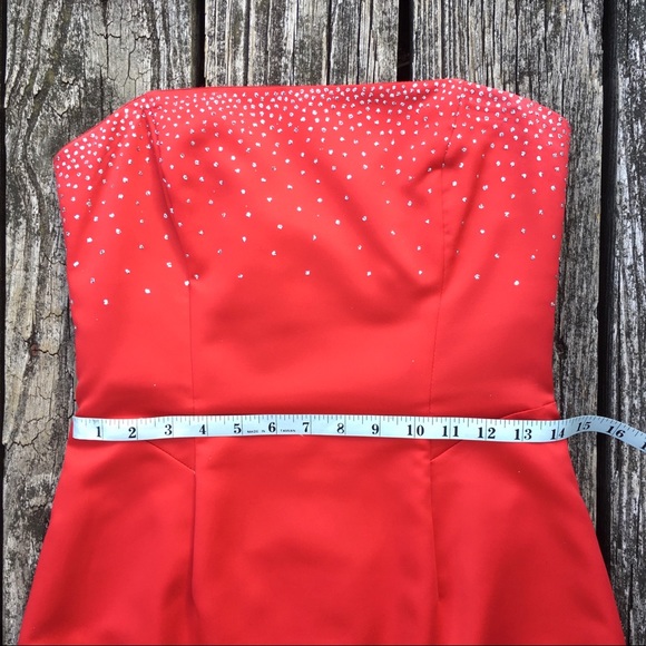 Red Rhinestoned Junior Prom Gown - Picture 10 of 15